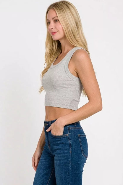 Hazel Blues® |  Zenana Ribbed Scoop Neck Cropped Tank Top