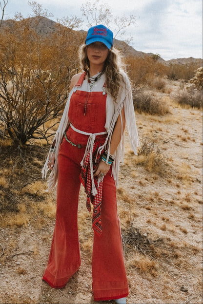 Holly Denim Overalls - Red