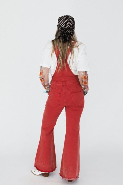 Holly Denim Overalls - Red