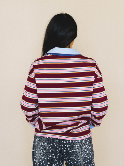 Nichelle Stripe Top - Wine Pink