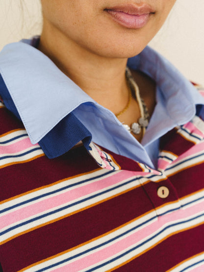 Nichelle Stripe Top - Wine Pink