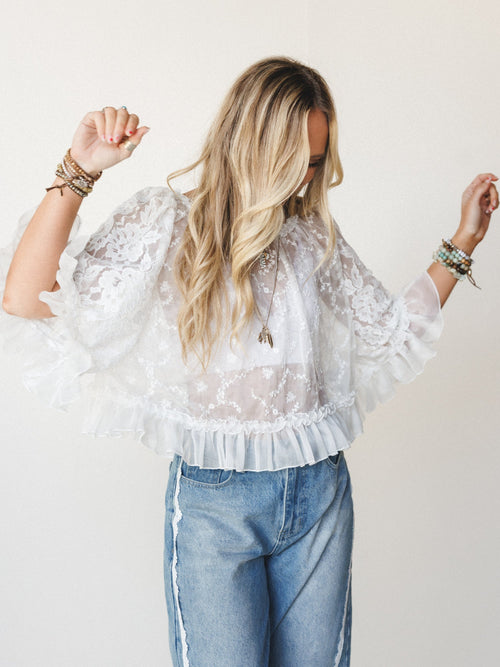 Bianca Sheer Ruffle Blouse - Off White