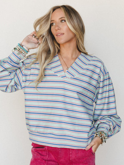 Top Notch Stripe Shirt - Mint Blue