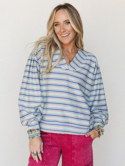 Top Notch Stripe Shirt - Mint Blue