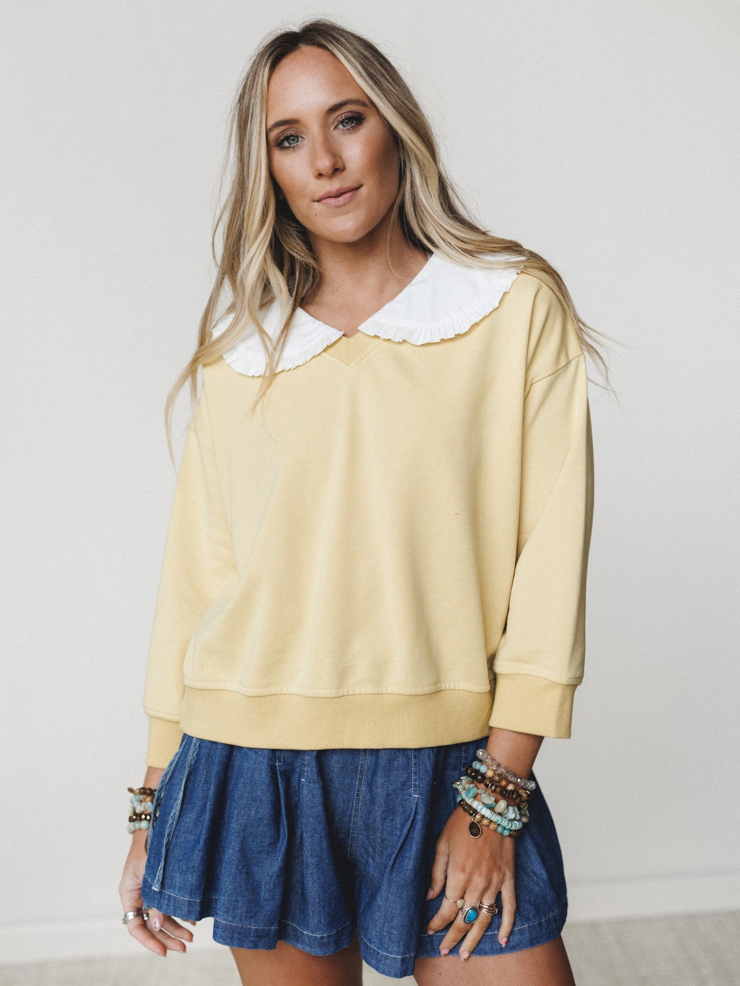 Wendy Removeable Collar Top - Yellow