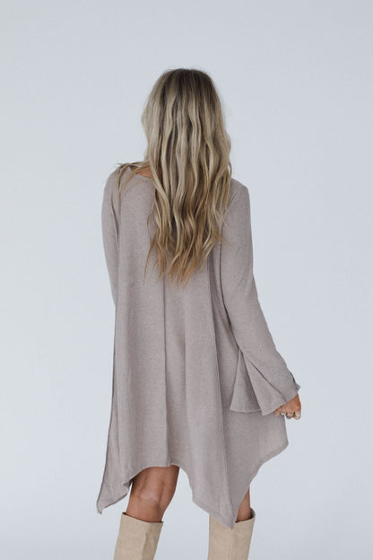 The Nest Golden Hour Long Bell Sleeve Tunic Dress - Latte