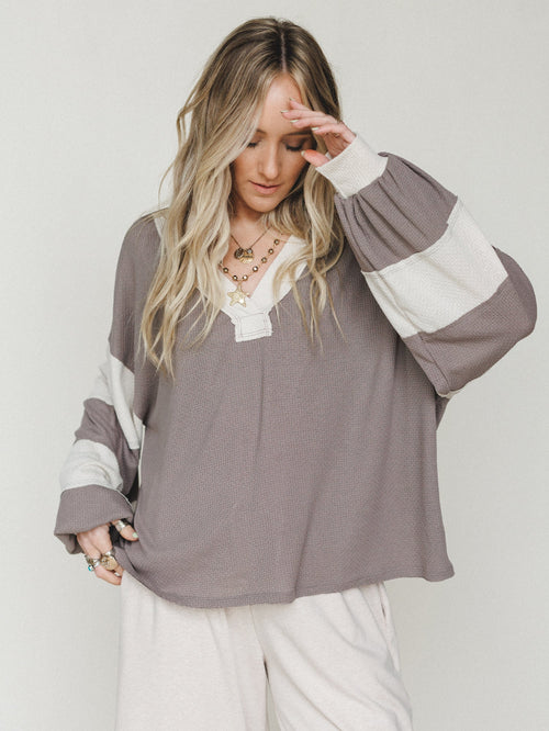 The Nest Elena Long Sleeve Top - Mocha Beige