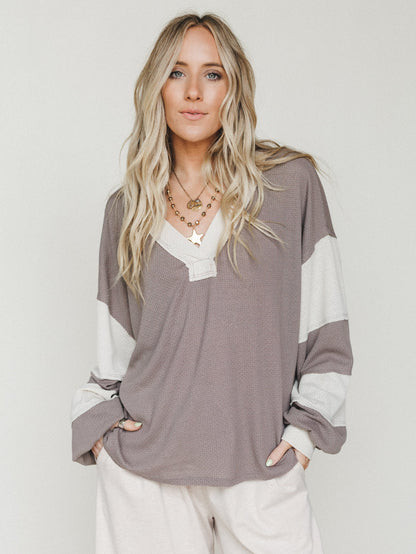 The Nest Elena Long Sleeve Top - Mocha Beige