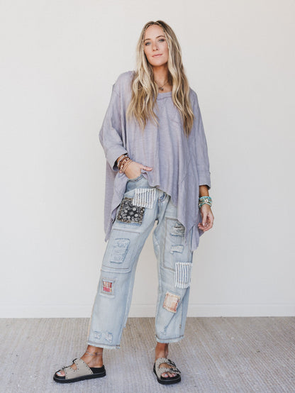 Offshore Patchwork Detail Pants - Denim