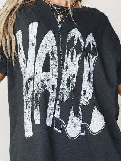 Yall Cowboy Boots Graphic Tee - Charcoal