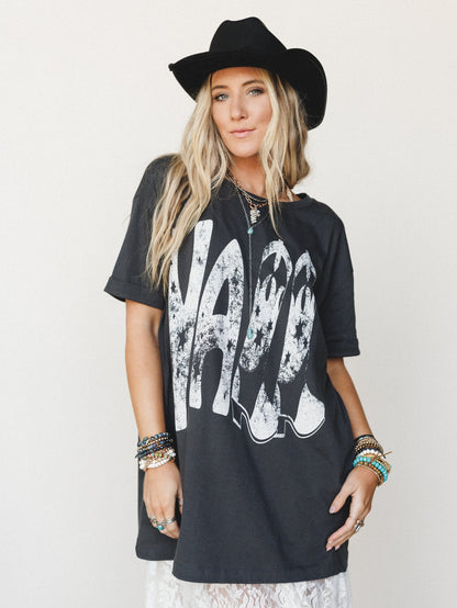 Yall Cowboy Boots Graphic Tee - Charcoal