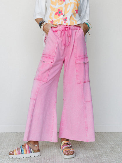 Game On Cargo Wide Leg Pant - Pink