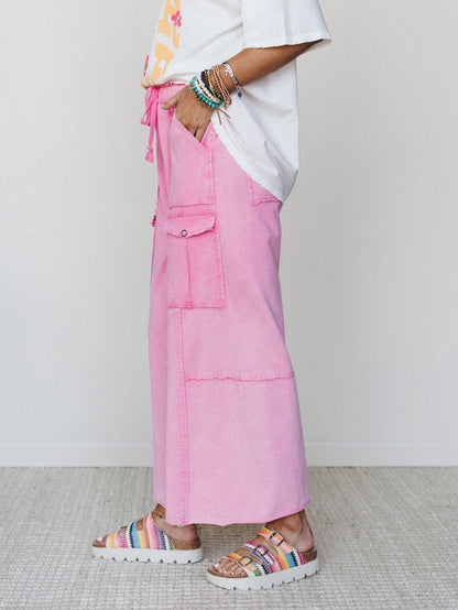 Game On Cargo Wide Leg Pant - Pink
