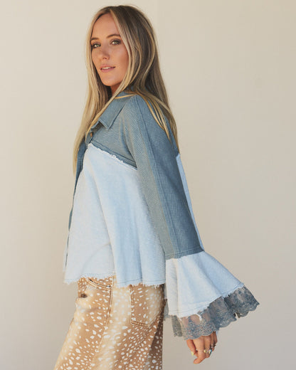 Flutter Fly Bell Sleeve Top - Blue