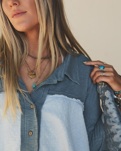 Flutter Fly Bell Sleeve Top - Blue