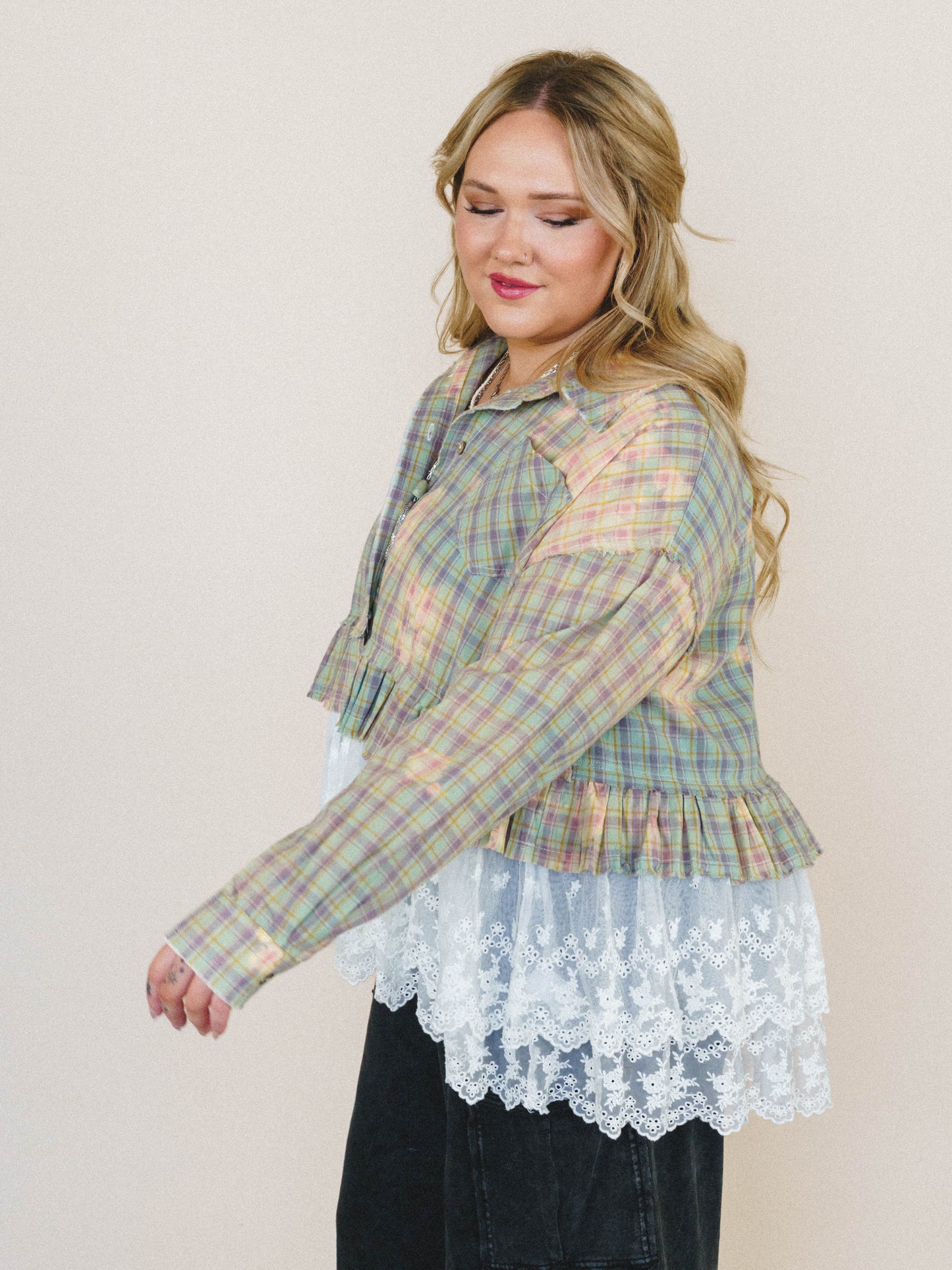 Vintage Rose Cascade Top - Natural Mauve Multi