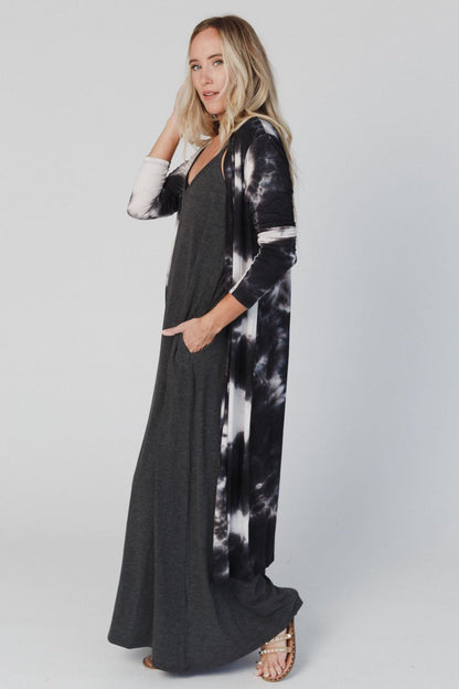 My Go To Duster Cardigan - Black Tie Dye