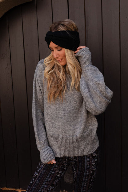 At The Orchard Balloon Sleeve Sweater - Heather Gray