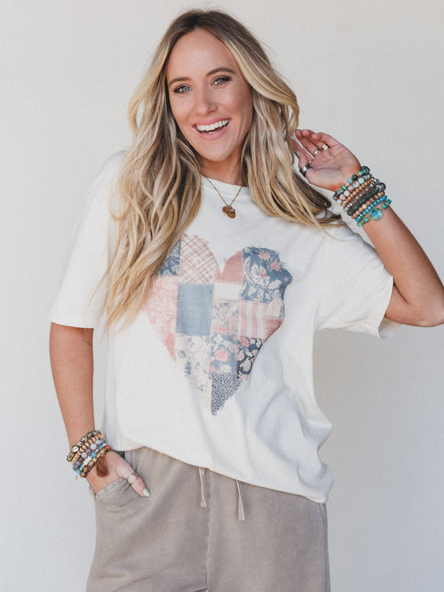 The Nest Patches Of Love Graphic Tee - Ivory
