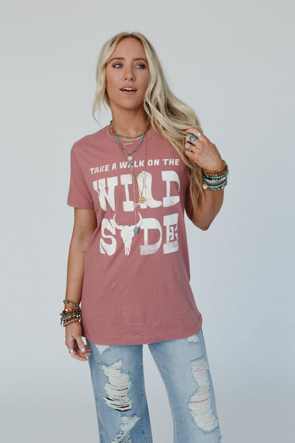 On The Wild Side Graphic Tee - Rose