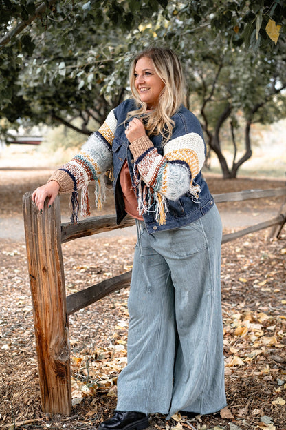 Sukie Sweater Denim Jacket - Blue