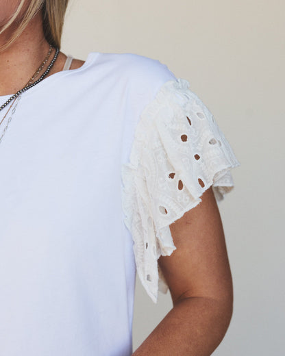 Elevate Basics Ruffled Top - White
