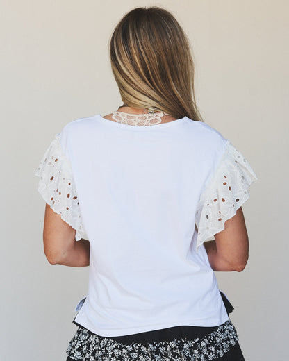 Elevate Basics Ruffled Top - White