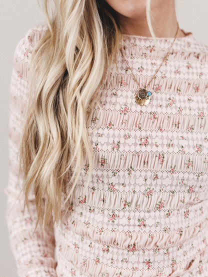 Peach Blossom Floral Top - Peach