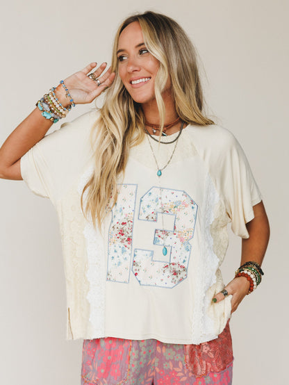 Game Plan Lace Detail Top - Cream
