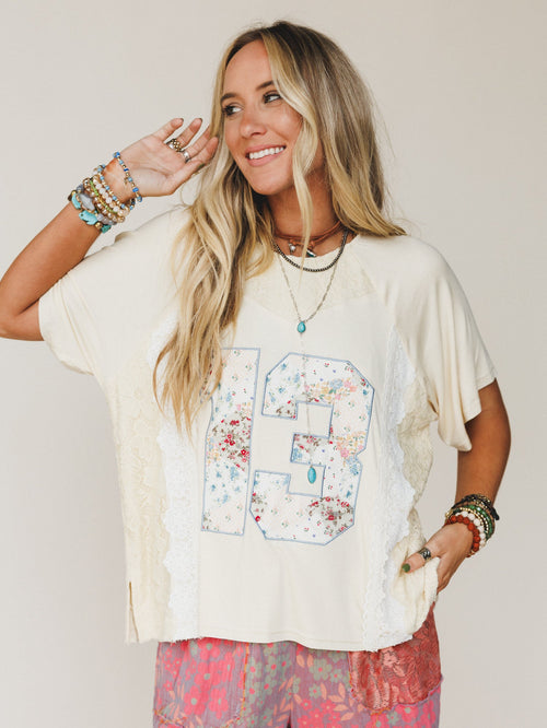 Game Plan Lace Detail Top - Cream