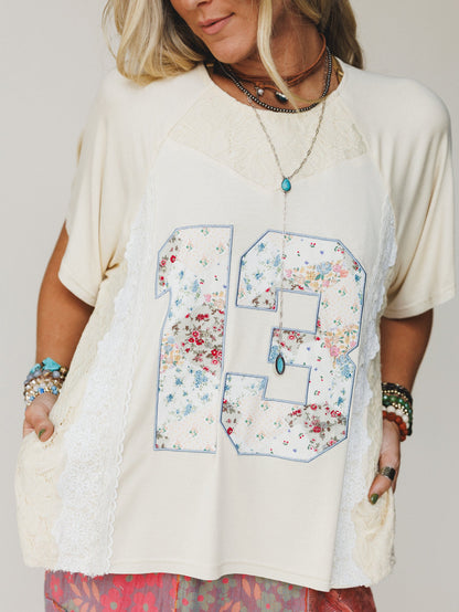 Game Plan Lace Detail Top - Cream