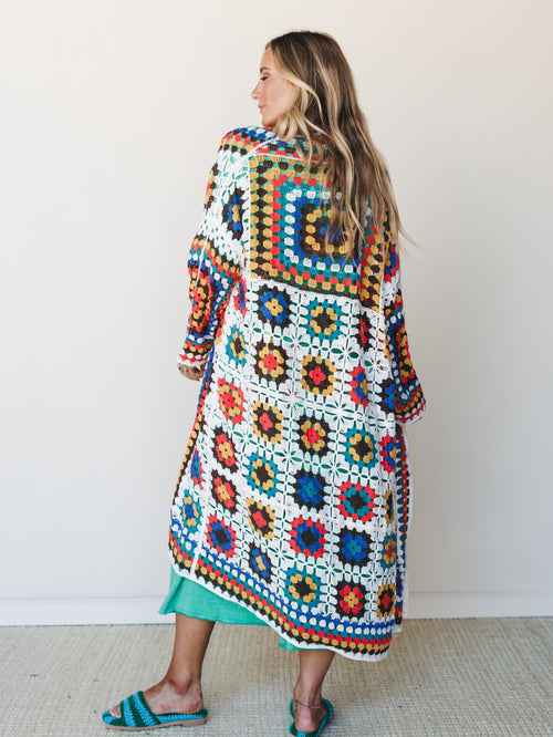 The Nest Soulful Wanderer Crochet Duster - Vivid Multi