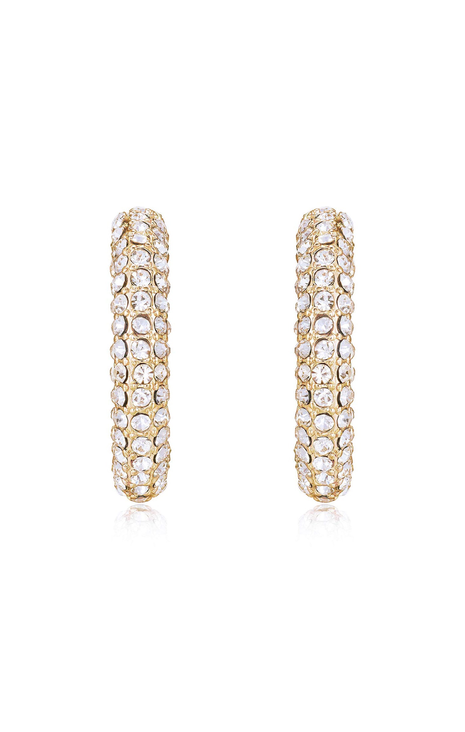Ettika Crystal Dotted Twist Hoop Earrings ~ Gold