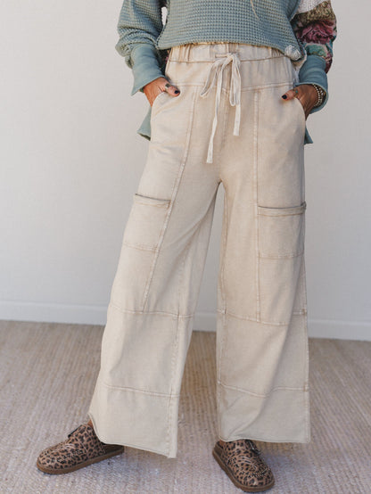 Lucky One Wide Leg Full Pant - Light Mocha