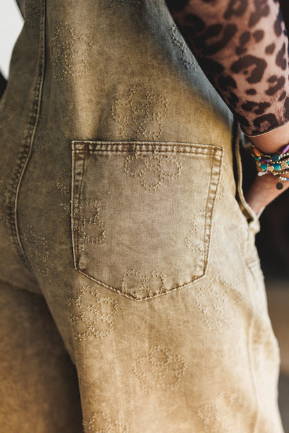 Chasing Horizons Flower Pattern Overalls - Walnut