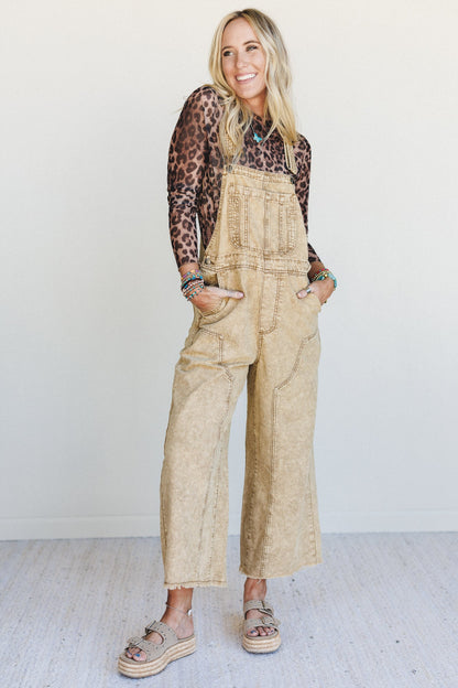 Chasing Horizons Flower Pattern Overalls - Walnut