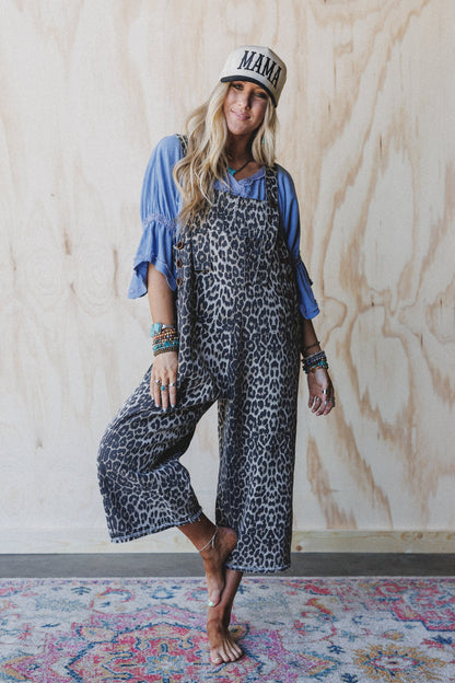 High Hopes Leopard Print Overalls - Ash Leopard