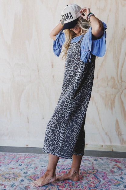 High Hopes Leopard Print Overalls - Ash Leopard