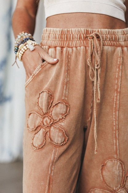 Ethereal Blooms Wide Leg Pants - Almond