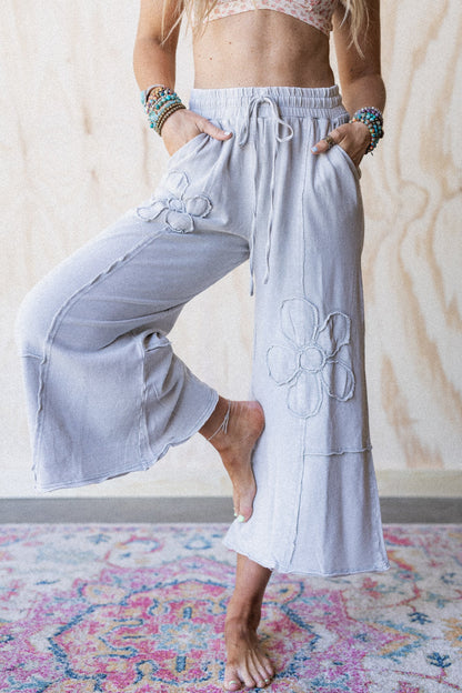 Ethereal Blooms Wide Leg Pants - Stone