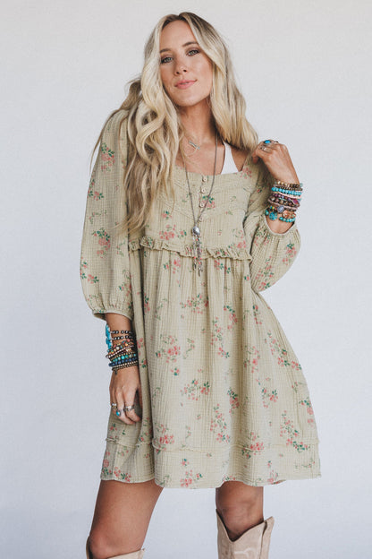 Infinite Dreamer Floral Babydoll Dress - Sage