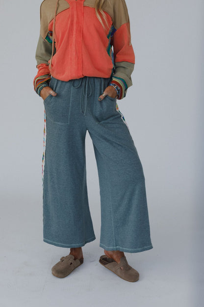 The Nest Love Seeker Crochet Panel Pants - Olive