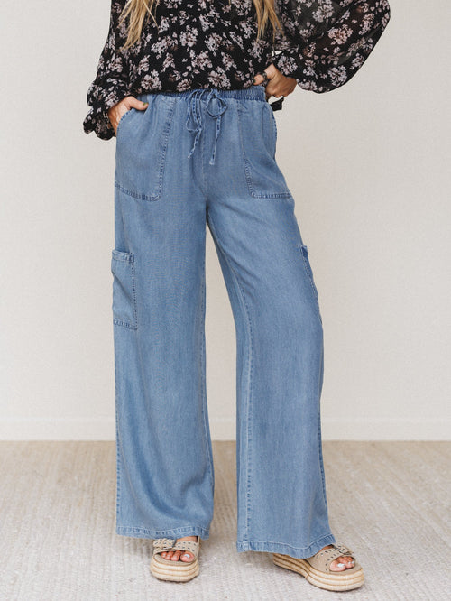 Mood Match Wide Leg Pants - Denim