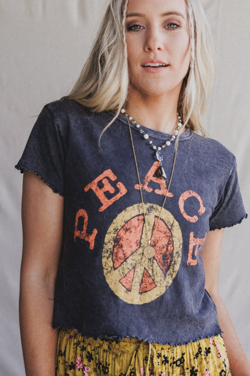 Peaceful Charm Graphic Tee - Charcoal