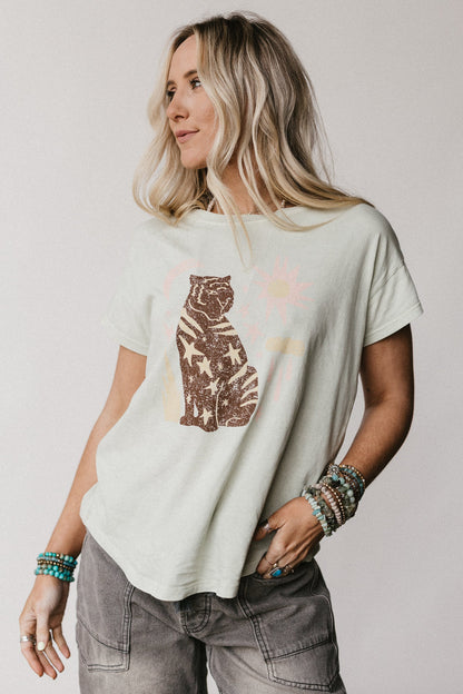 Starry Tiger Graphic Tee - Sage