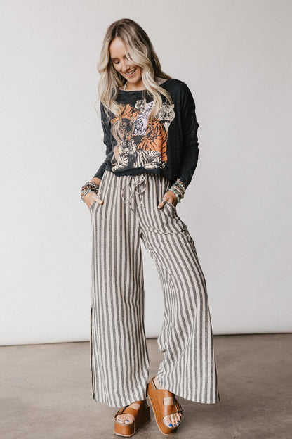 The Nest Ibiza Breeze Drawstring Pants - Taupe Black