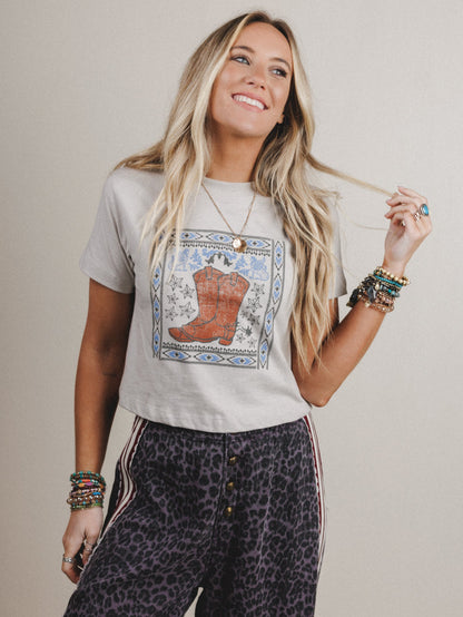 Vintage Lovers Boots Tee - Stone