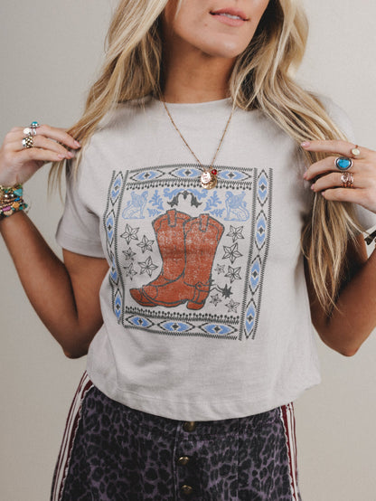 Vintage Lovers Boots Tee - Stone