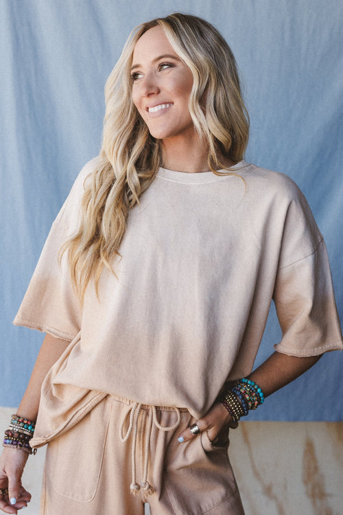 Sunset Waves Terry Knit Top - Toast