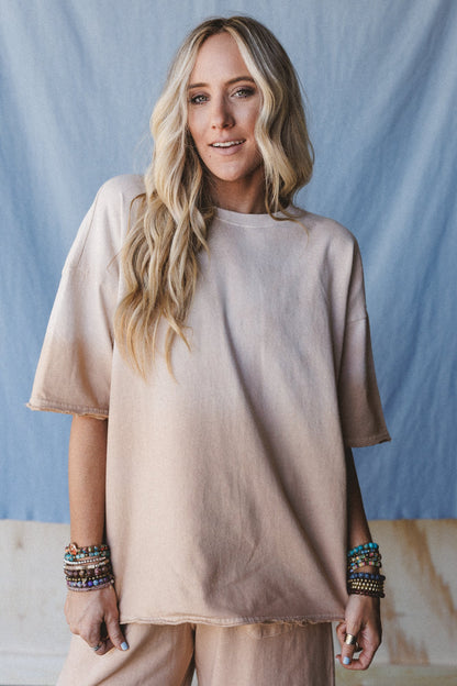 Sunset Waves Terry Knit Top - Toast